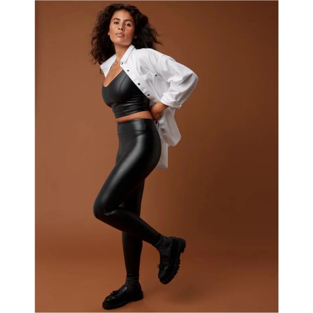 Aerie Black Offline Real Lux Faux Leather Perfect Leggings